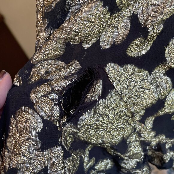 Anthropologie Black Gold Tunic Mini Dress Oversized Pockets XS READ DESCRIPTION - Picture 6 of 16